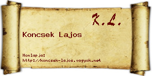 Koncsek Lajos névjegykártya